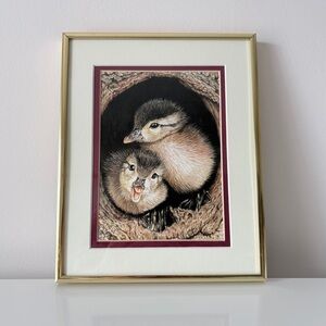Vintage Ducklings Signed Wildlife Nature Framed Print